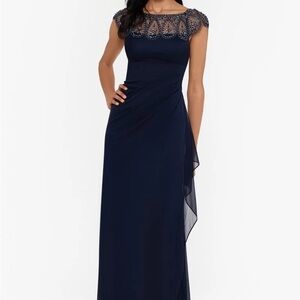 Xscape blue chiffon with rhinestones size 16